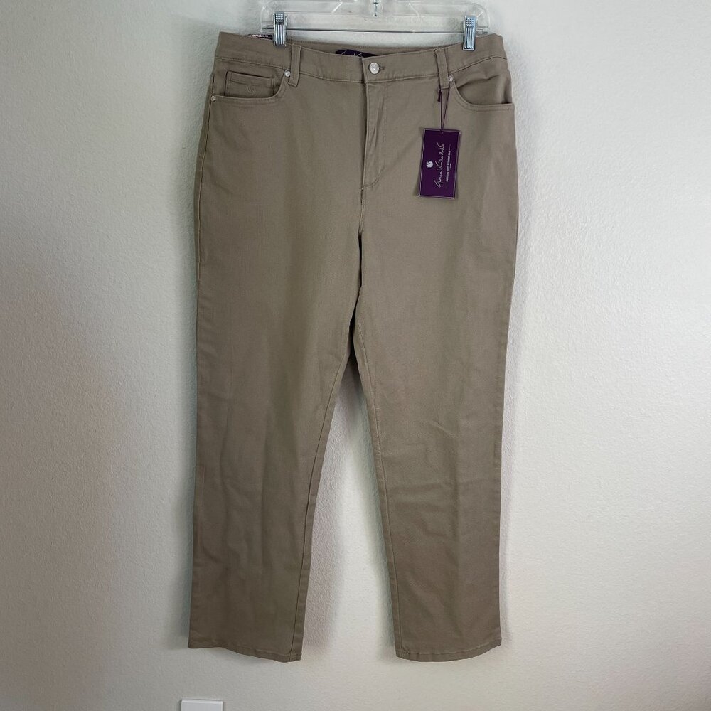 NEW Gloria Vanderbilt Womens 16 Amanda Original Slimming‎ Jeans Stretch Khaki